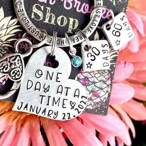 Sobriety Keychain -  Sober AF - Sobriety Gift - Recovery Gift - Hand Stamped